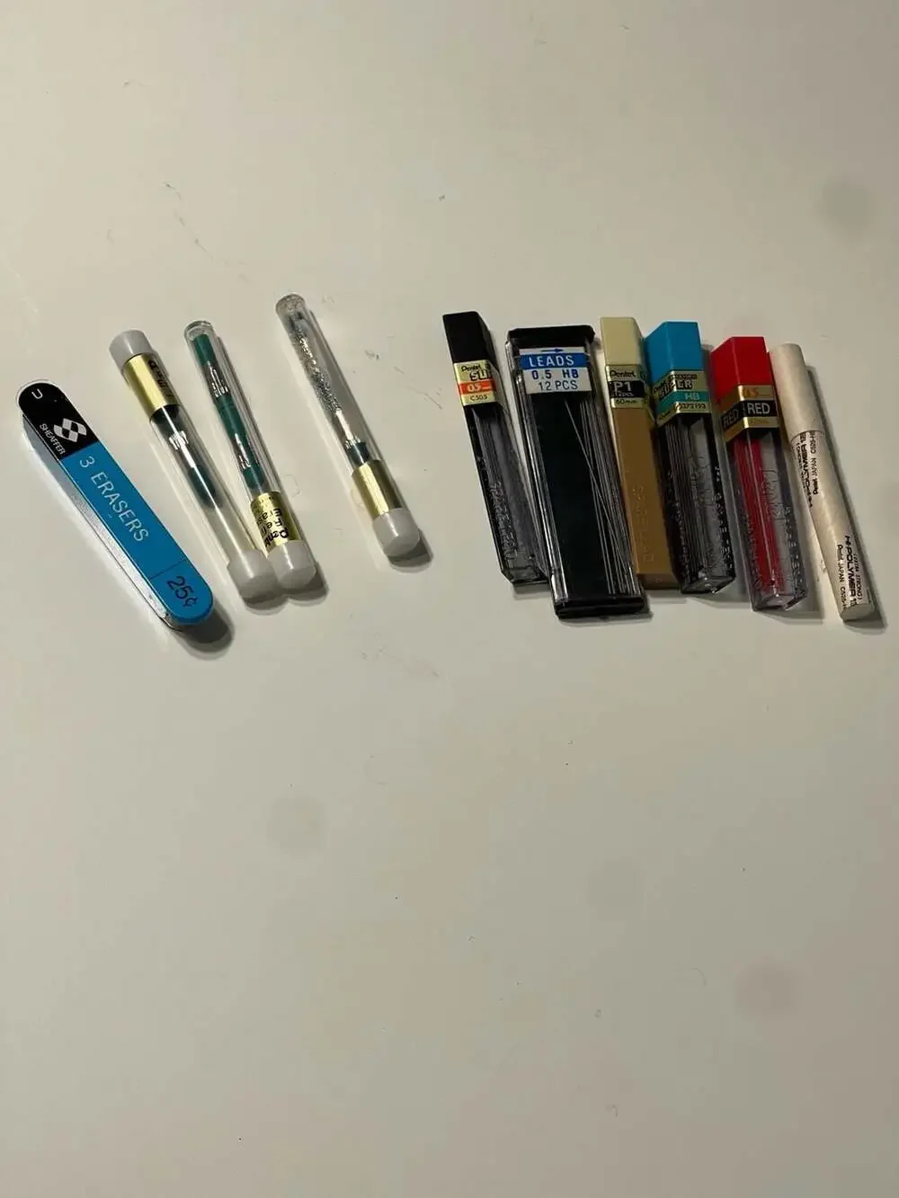 Vintage Pentel Japan Mechanical Pencil Lead Refill Lot Sheaffer Eraser Drafting